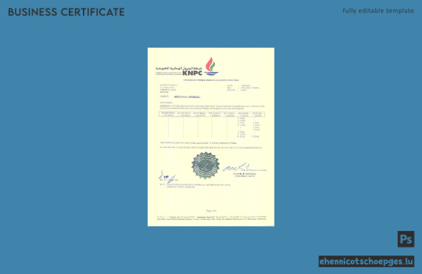 Beispielansicht einer Registrierungsbescheinigung für Kuwait